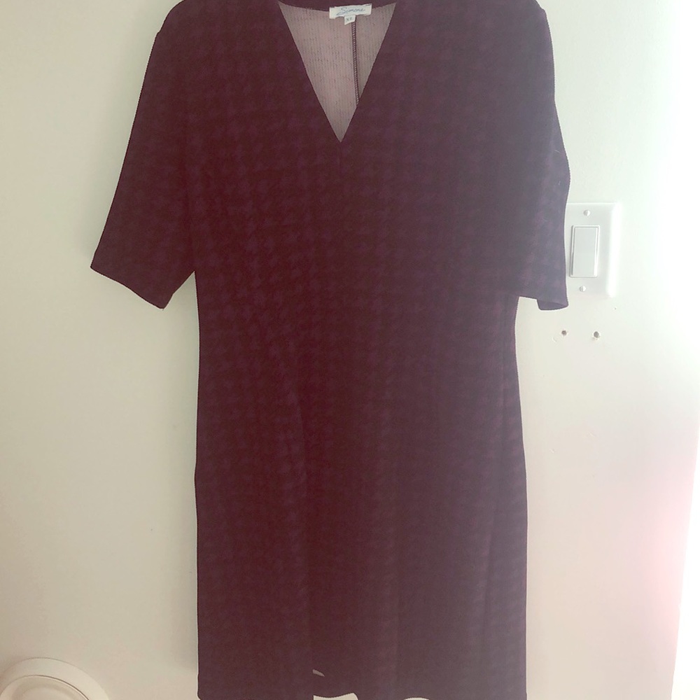 Purple and black houndstooth patterned dress XL